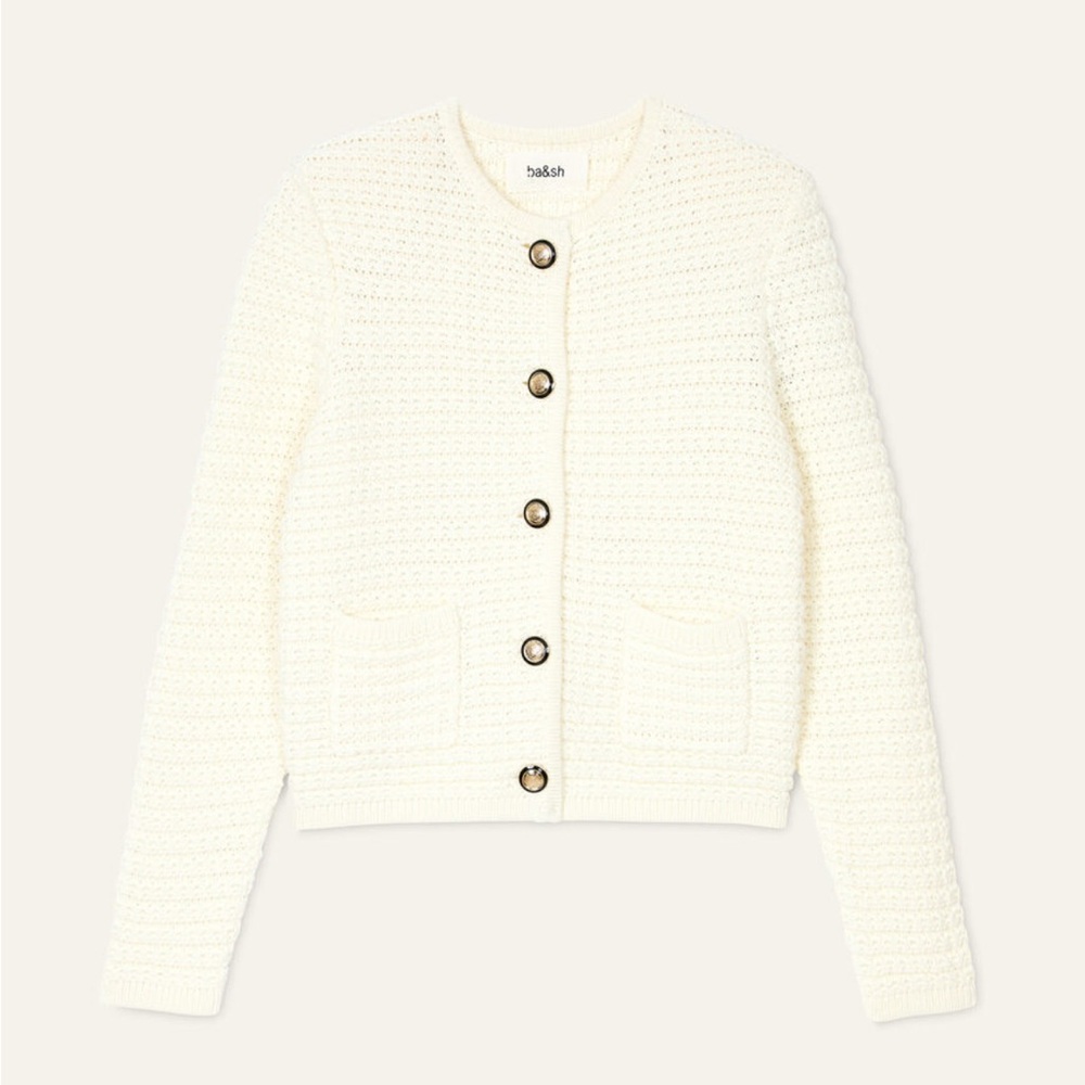 Ba&sh Gaspard Knitted Cardigan Sweater in Ivory Size 1/Small NWOT - Picture 4 of 13